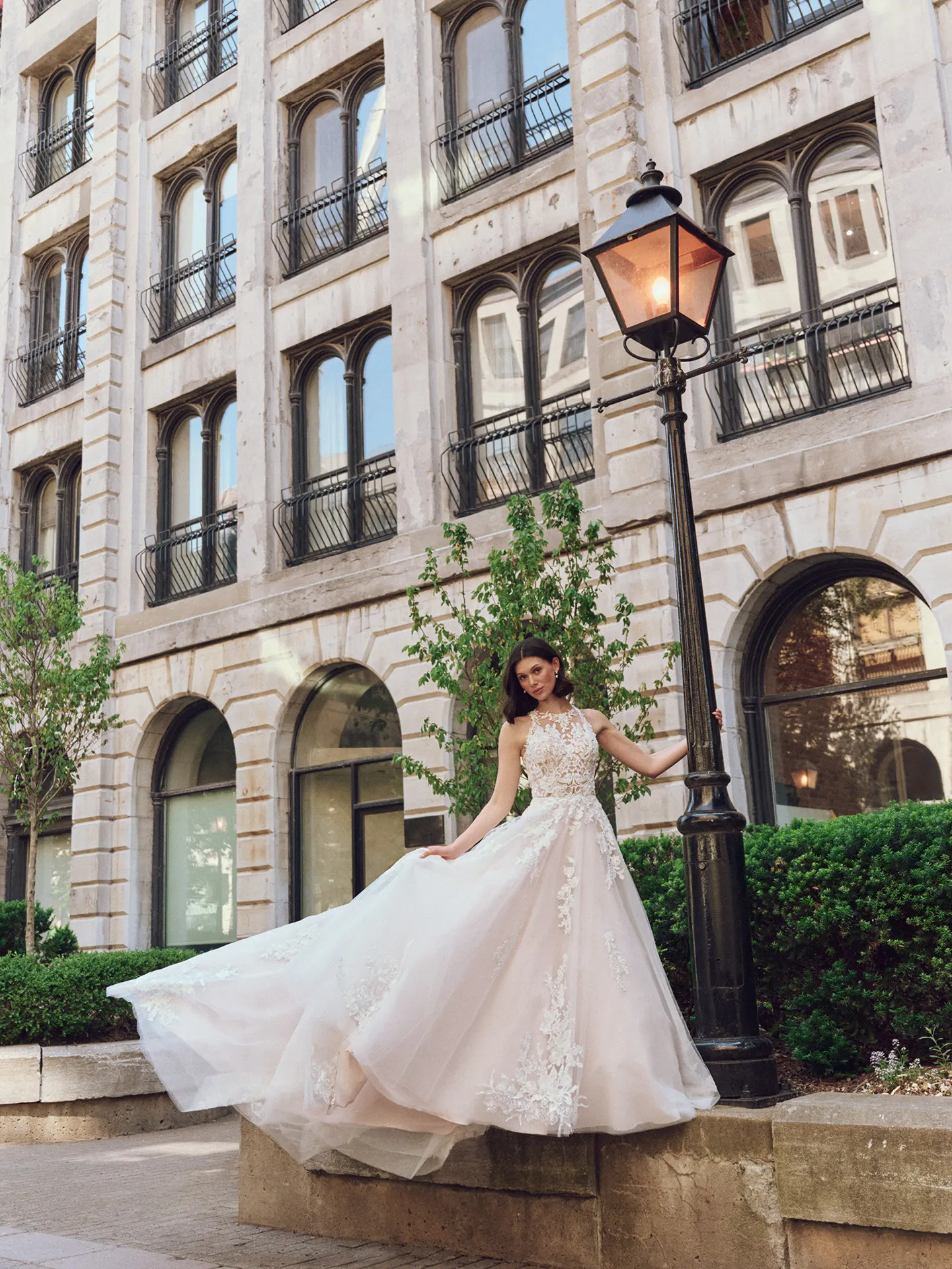 Maggie Sottero Rickie halter lace A-line front view