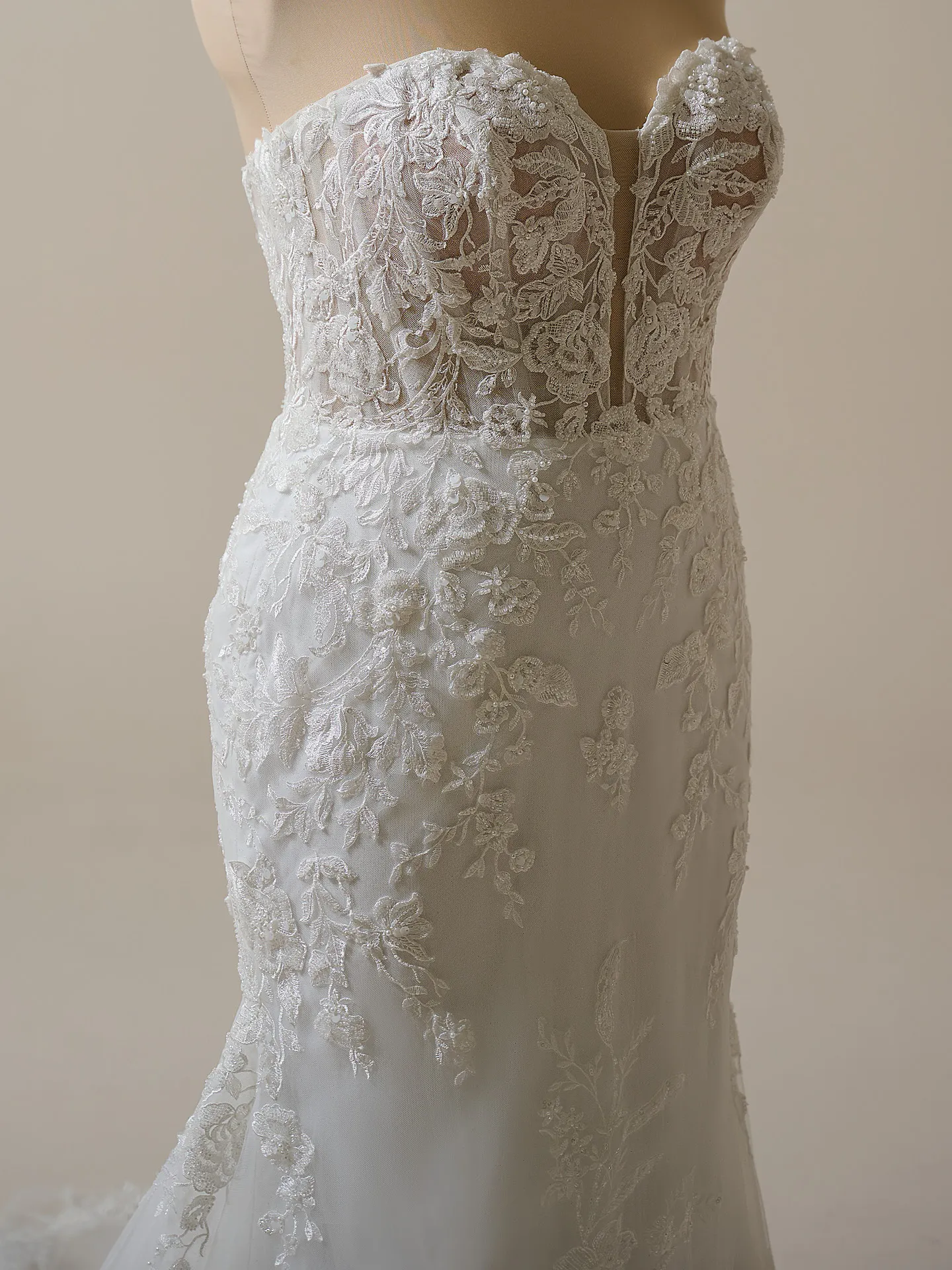 Maggie Sottero Tegan lace mermaid bridal dress side view
