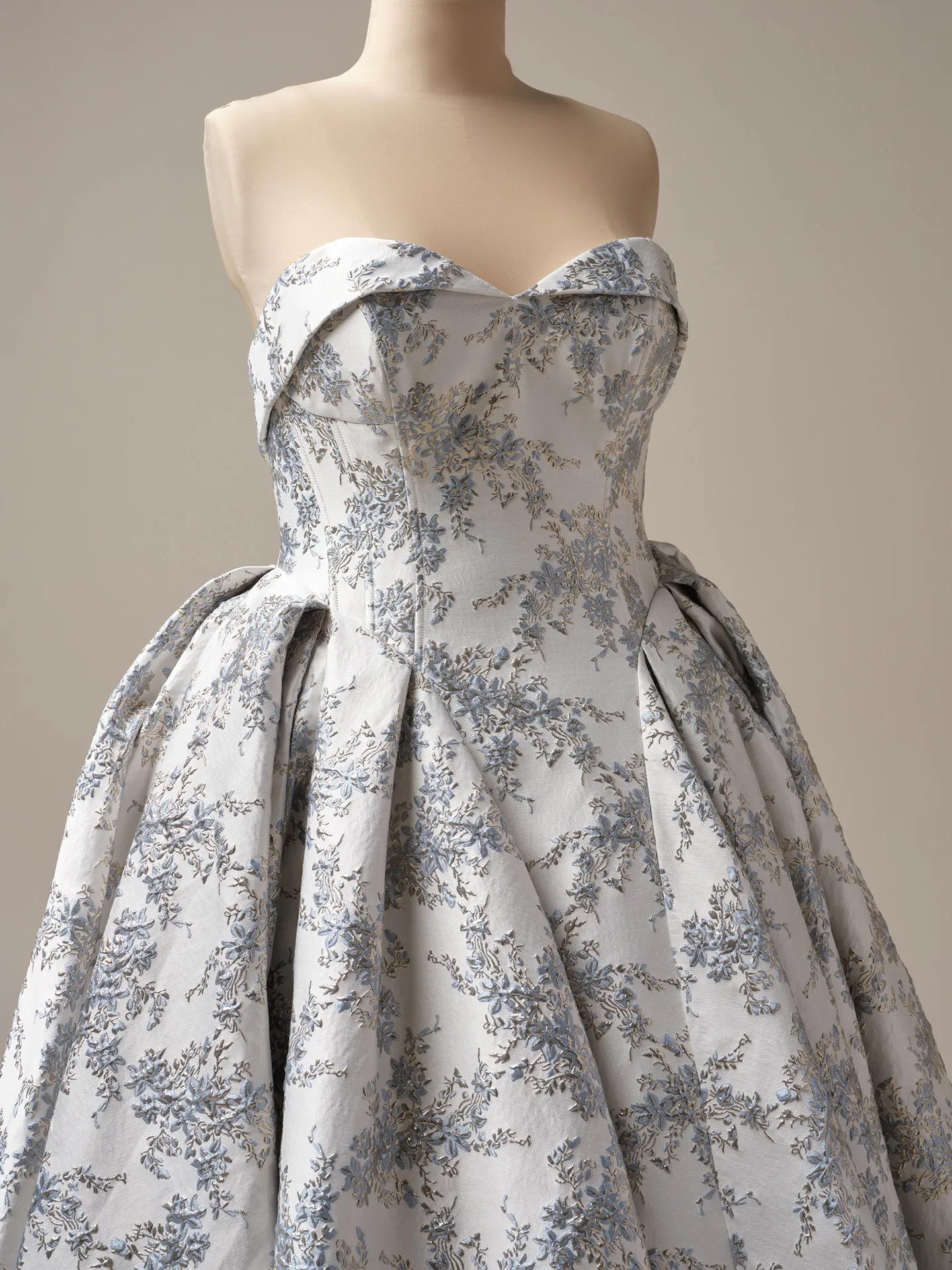 Sottero and Midgley Aberdeen front view blue floral jacquard ball gown wedding dress