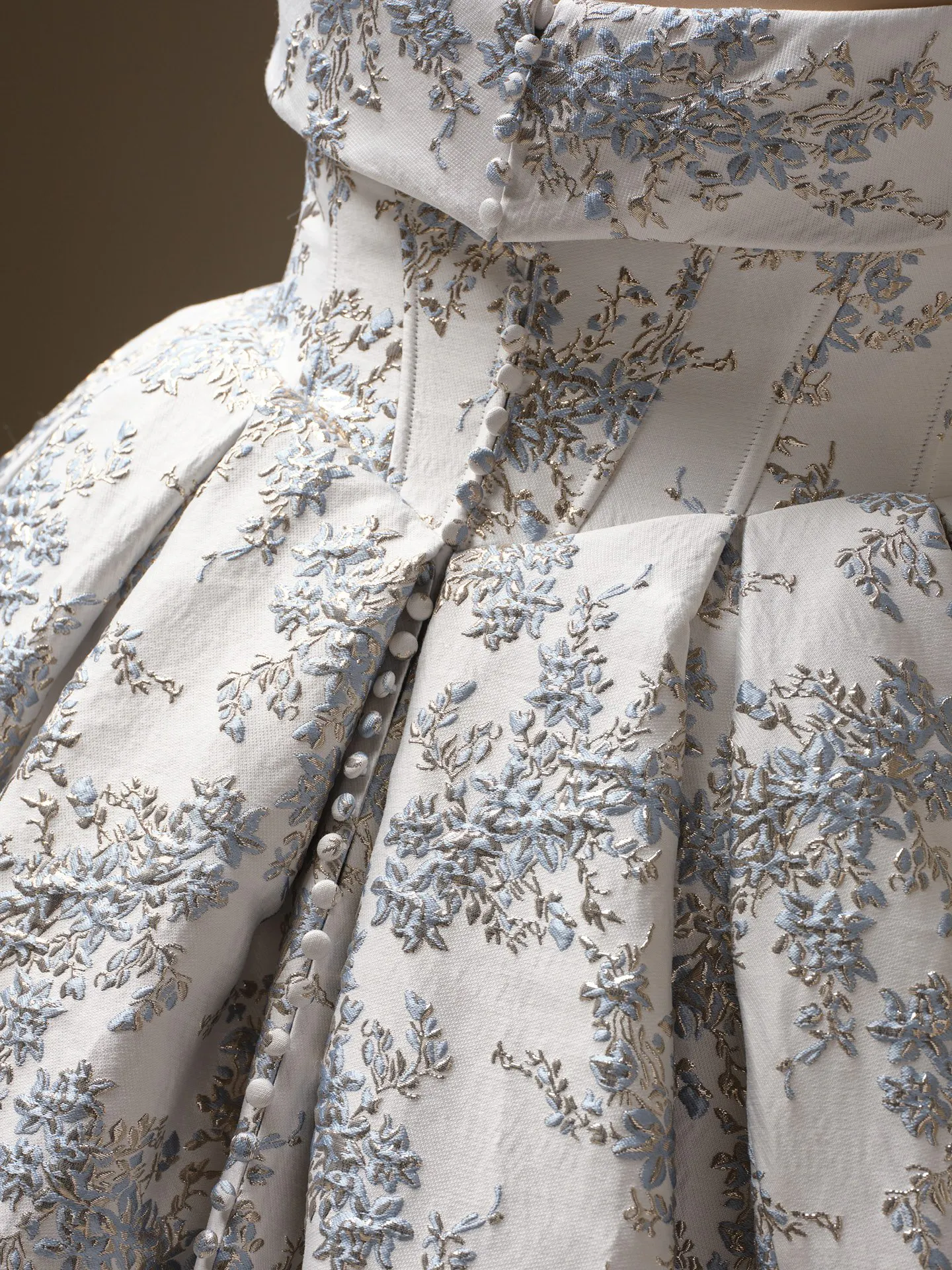 Sottero and Midgley Aberdeen floral jacquard ball gown close-up of blue detailing