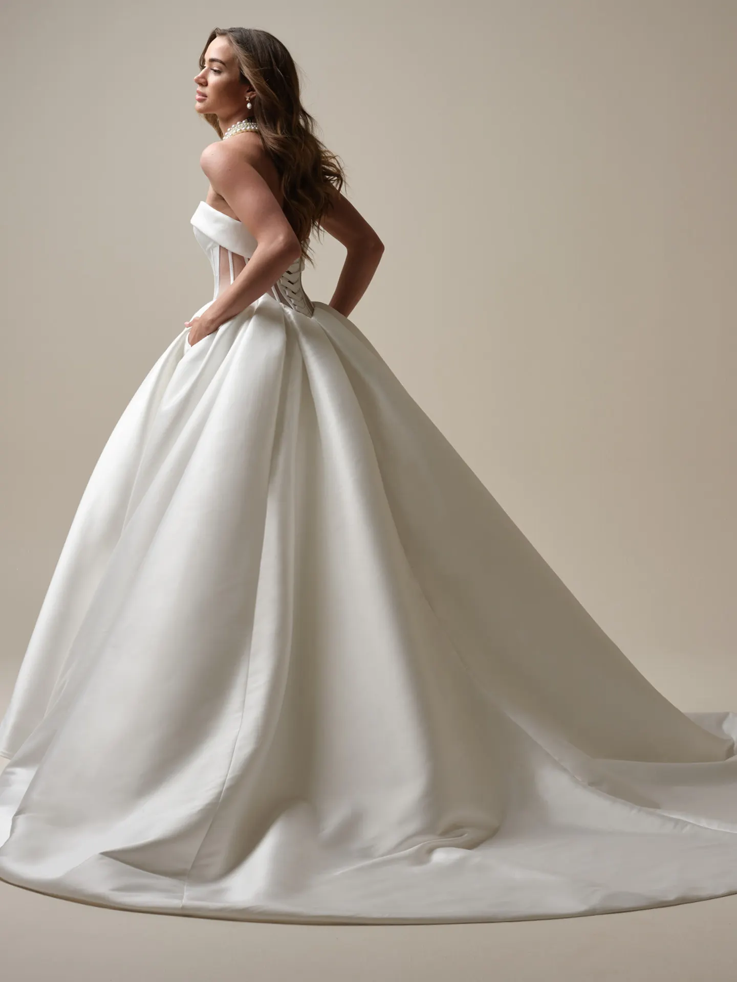 Sottero and Midgley Aberdeen side view ballgown with corset lace-up back