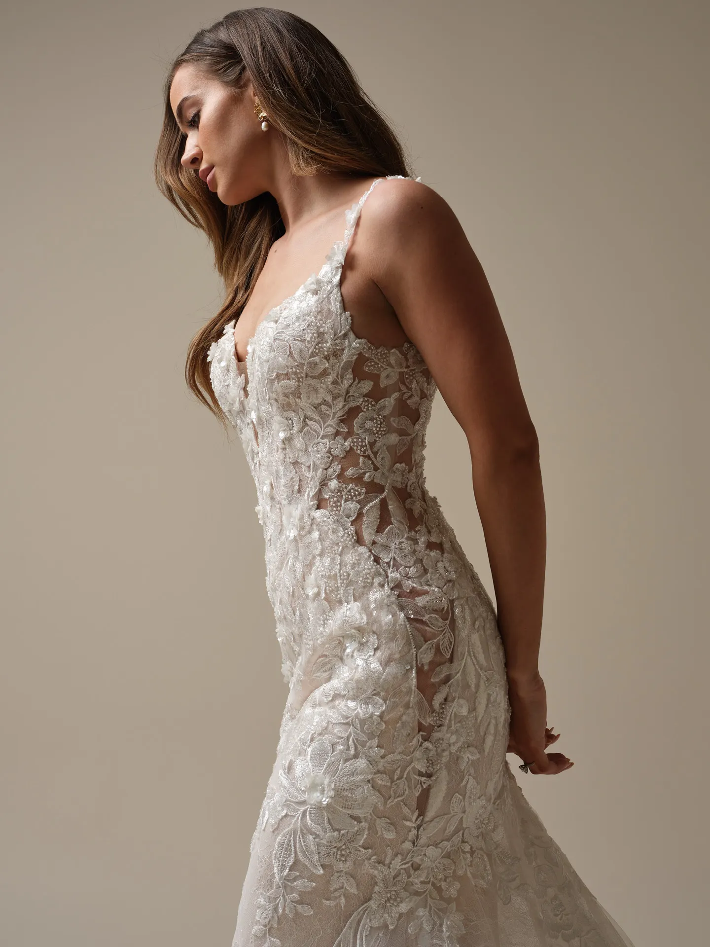 Sottero and Midgley Adrian side view lace mermaid gown