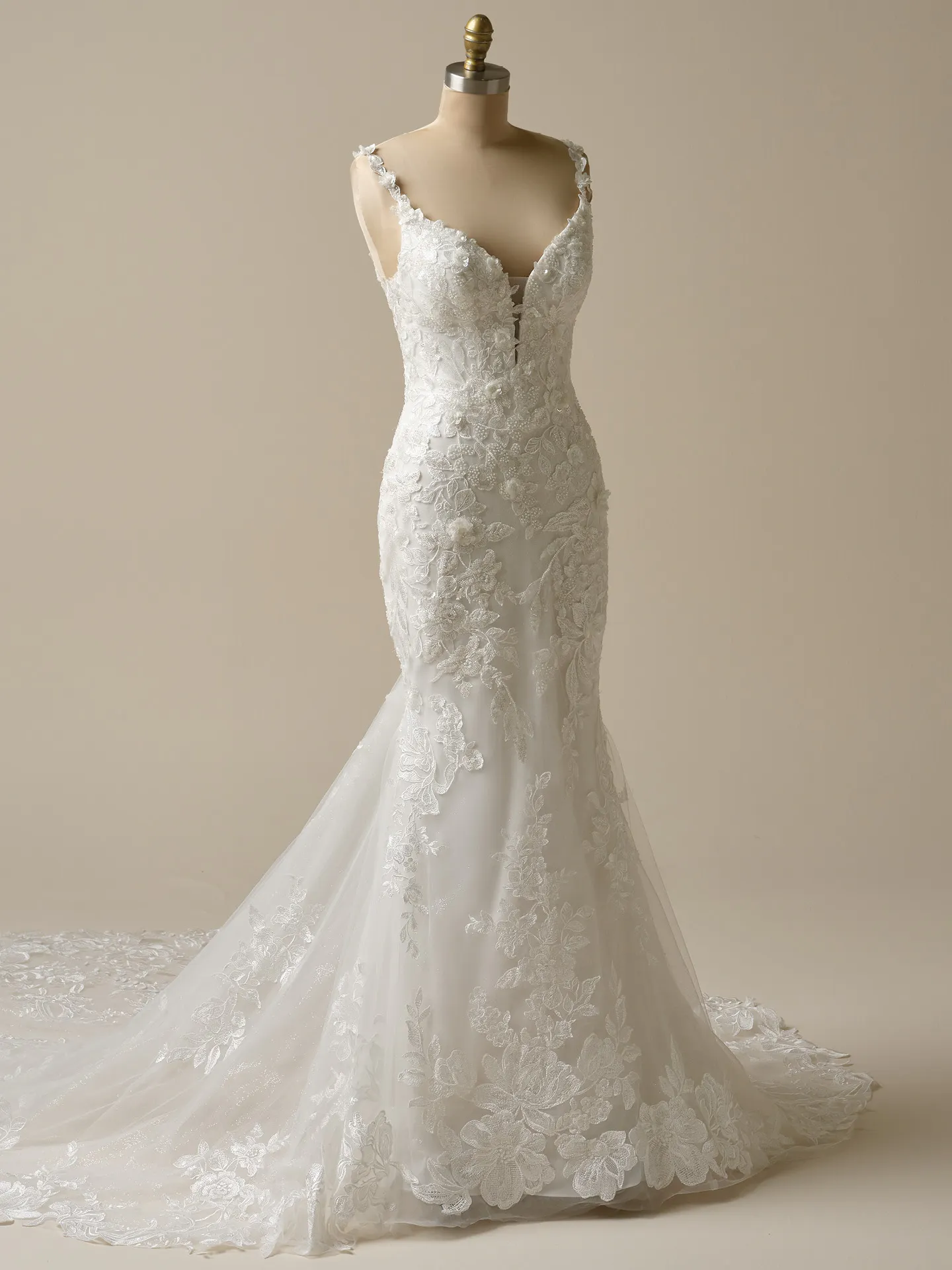Adrian illusion lace keyhole mermaid gown front view Sottero and Midgley