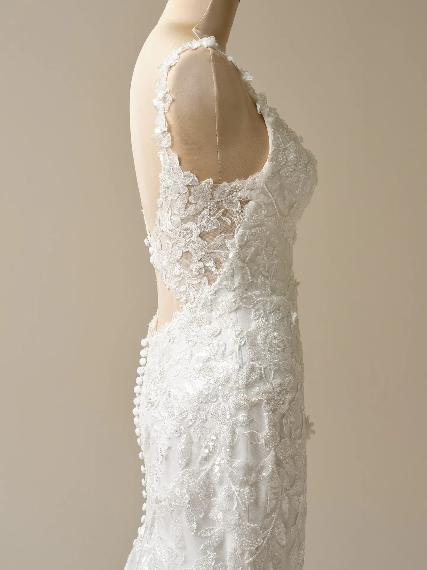 Sottero and Midgley Adrian side view, illusion lace keyhole back, mermaid gown.