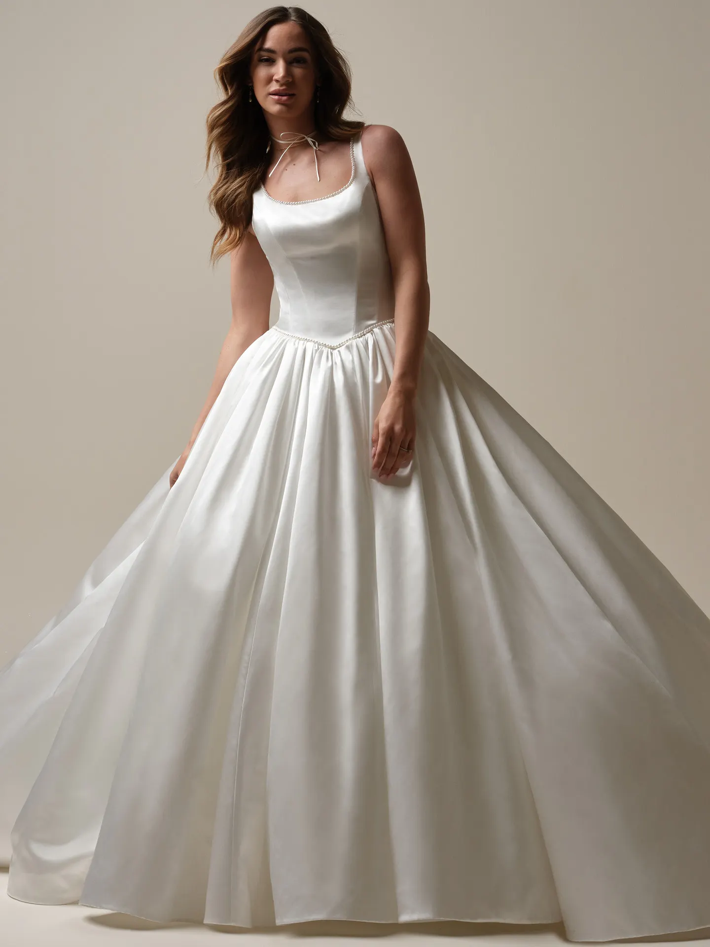 Sottero and Midgley Diaz front view satin ball gown wedding dress
