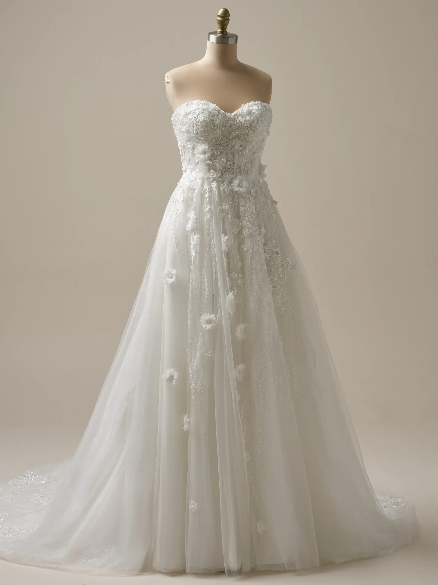 Maggie Sottero Logan lace-up beaded A-line wedding dress front view