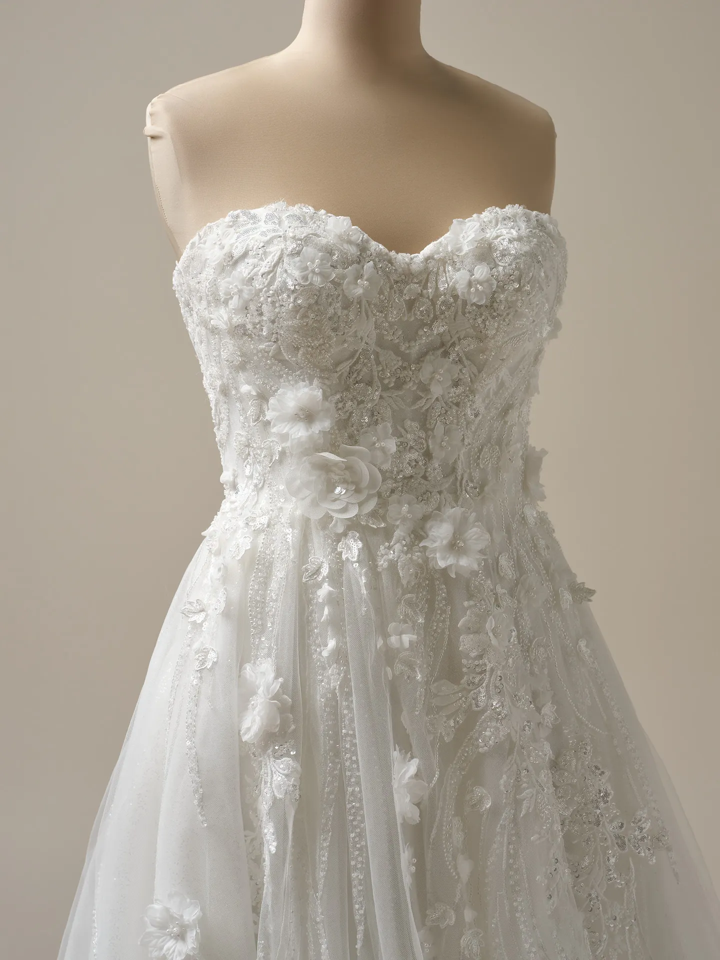 Maggie Sottero Logan front view lace-up beaded A-line wedding dress