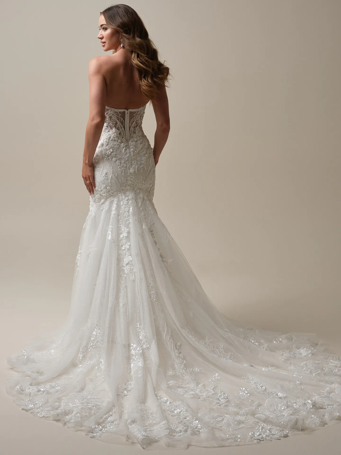 Sottero and Midgley Twilight back view, glitter tulle mermaid wedding dress