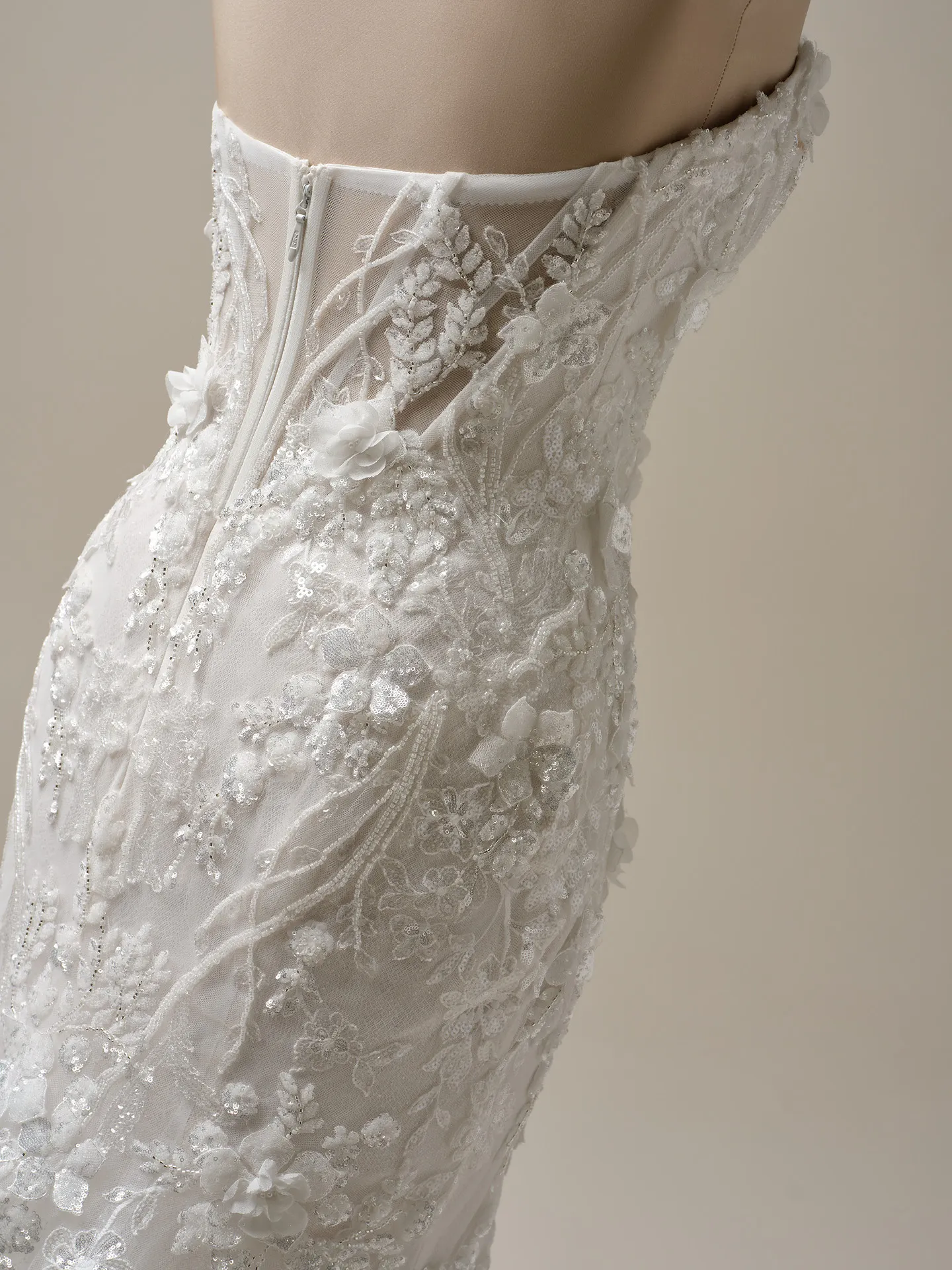 Sottero and Midgley Twilight side view, backless glitter tulle mermaid wedding dress