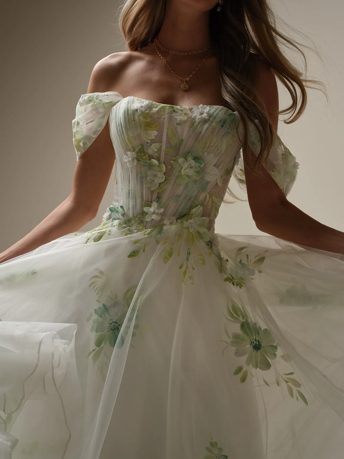 Maggie Sottero Vineyard floral A-line gown front view