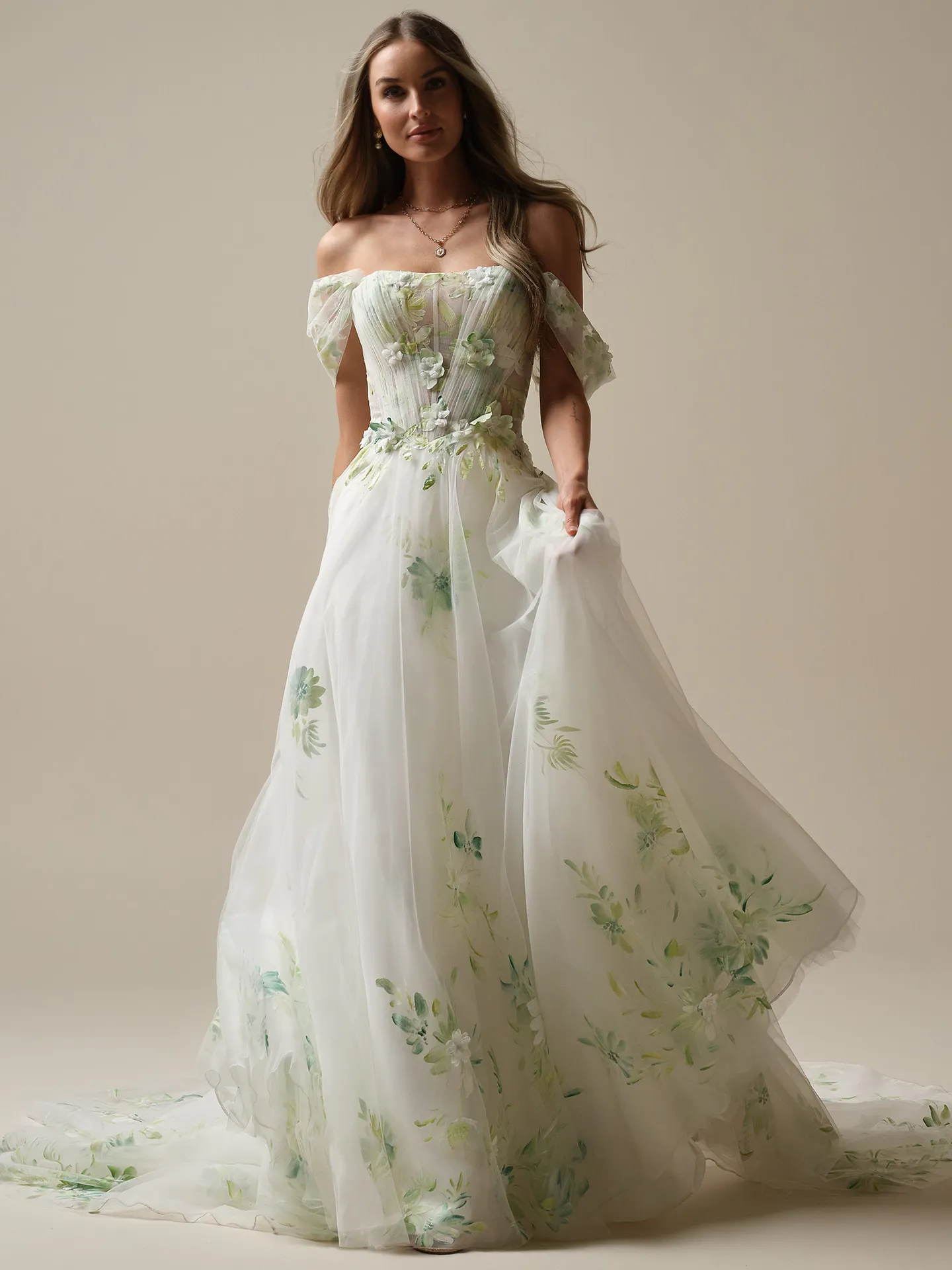 Maggie Sottero floral A-line bridal gown front view