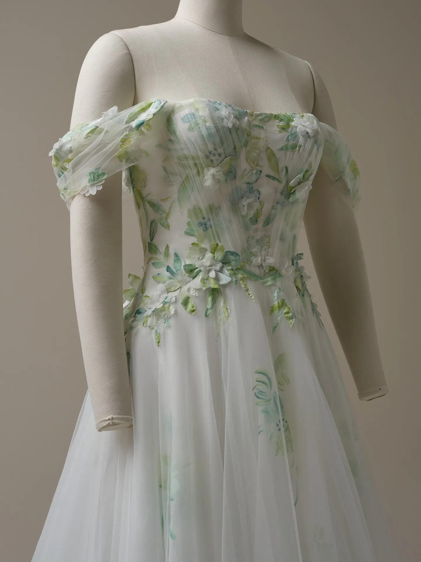 Maggie Sottero hand-painted floral A-line gown front view