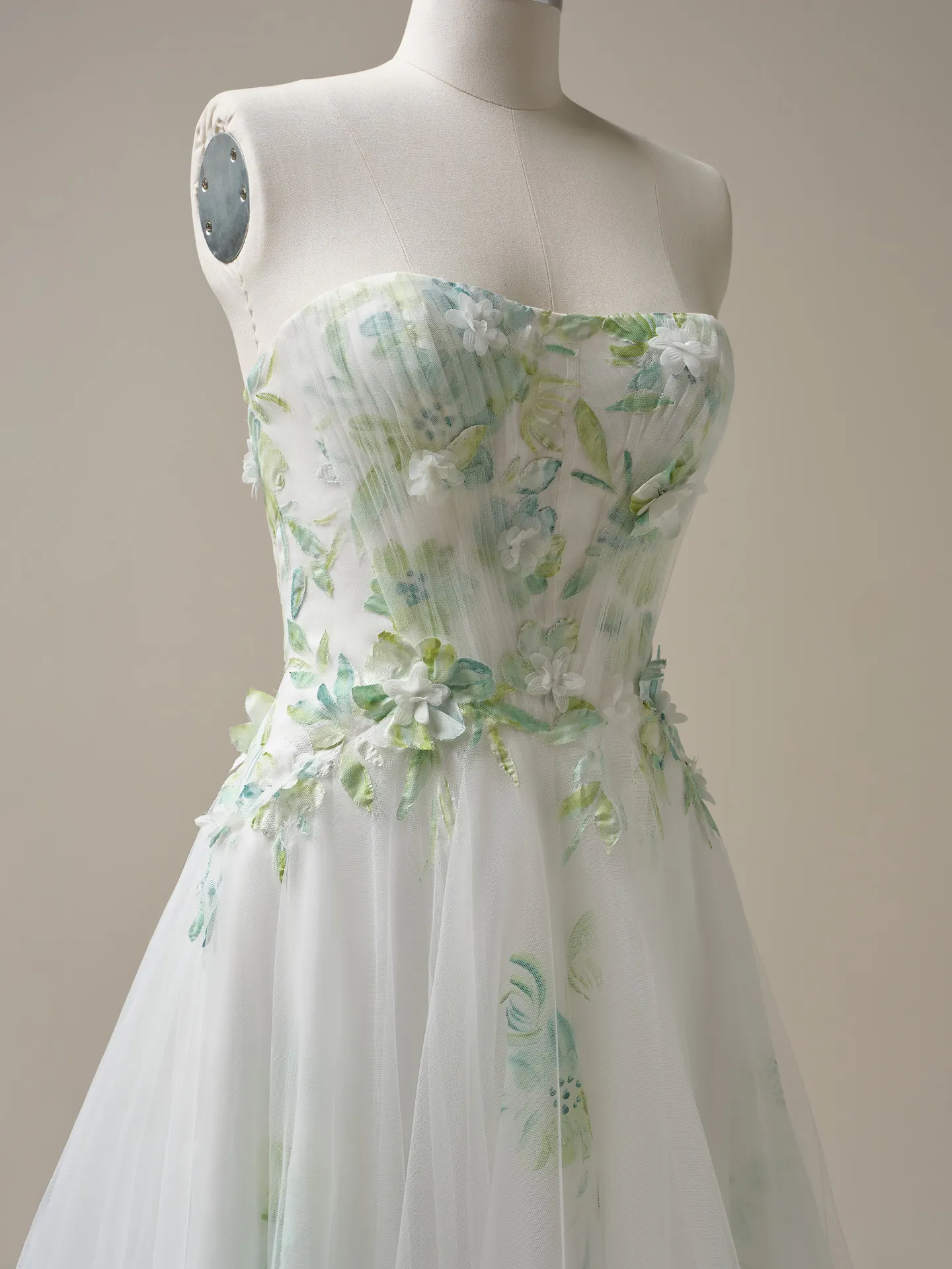 Maggie Sottero hand painted floral A-line wedding gown front view