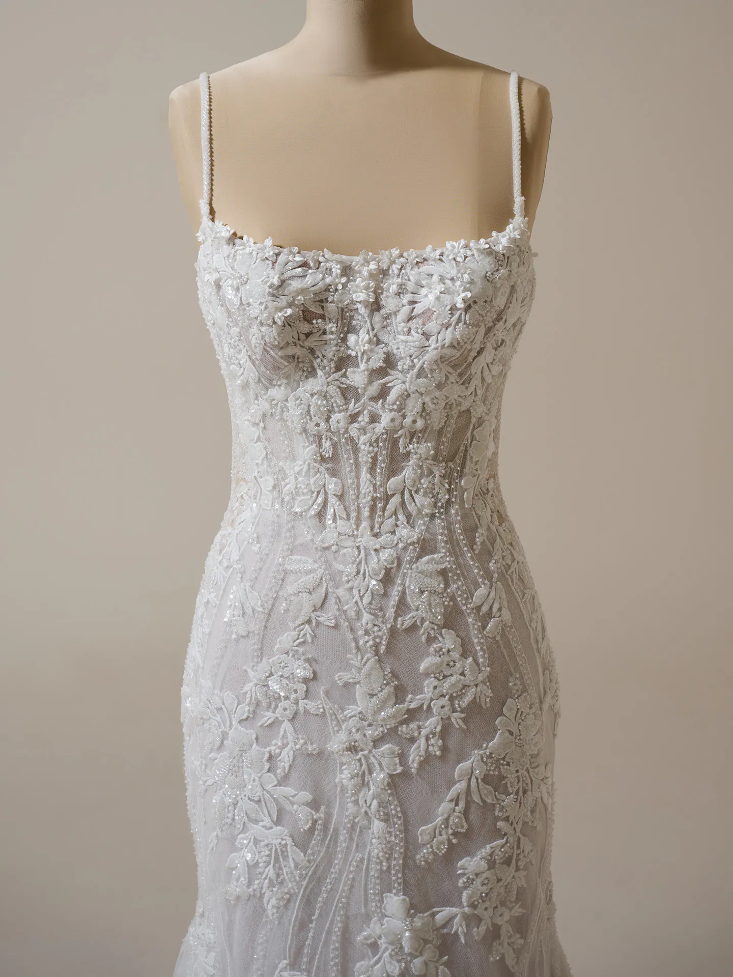 Sottero and Midgley Lina front view with floral lace detailing.