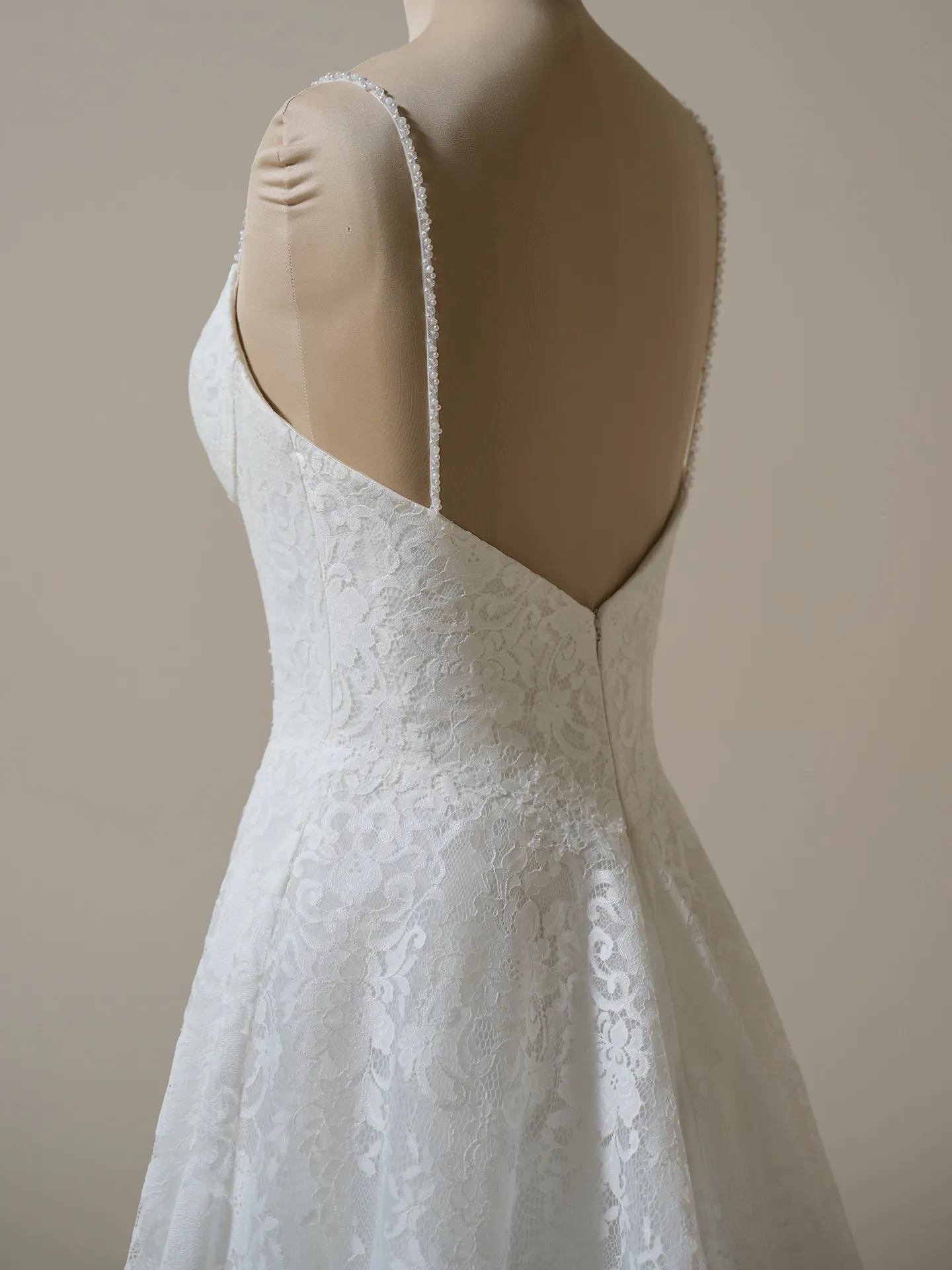 Maggie Sottero Narissa back view A-line Chantilly lace bridal gown