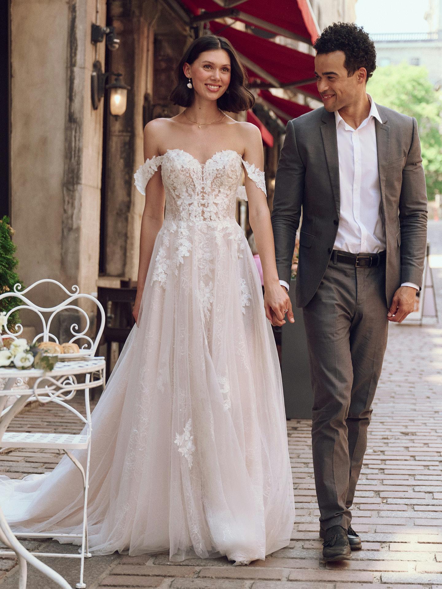 Jalissa Floral Illusion A-line Wedding Gown | Maggie Sottero