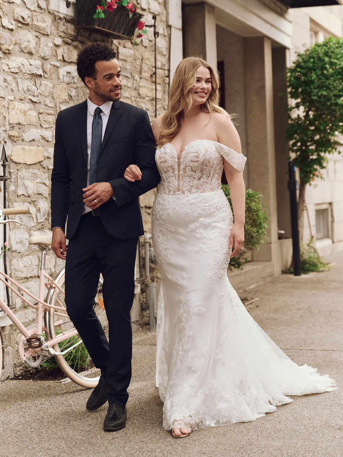 Maggie Sottero Tegan front view, lace mermaid bridal dress