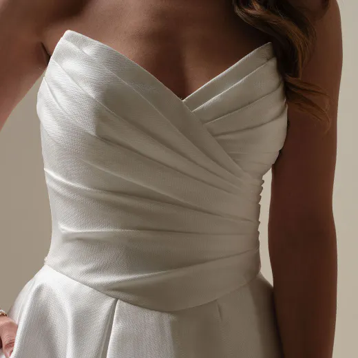 Maggie Sottero Aubrielle corset front view satin ball gown
