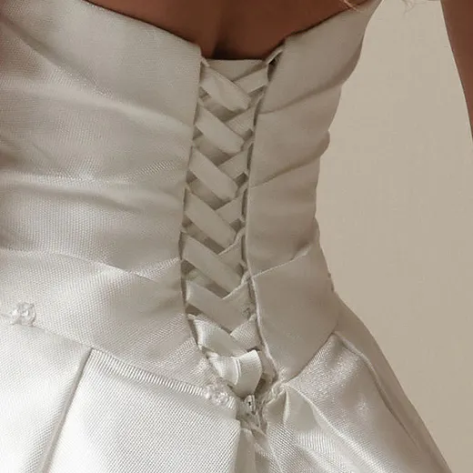Aubrielle corset back view satin ball gown Maggie Sottero