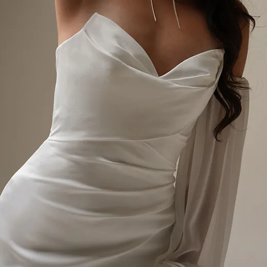Camille satin sheath dress front view Maggie Sottero