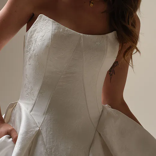 Maggie Sottero Fortune Marie front view of jacquard princess ball gown wedding dress