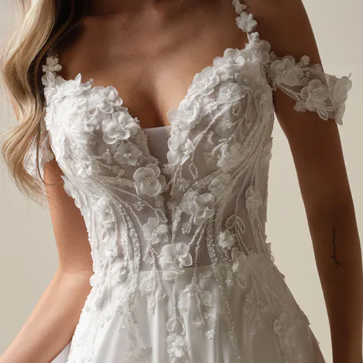 Maggie Sottero Hunter floral A-line wedding gown front view