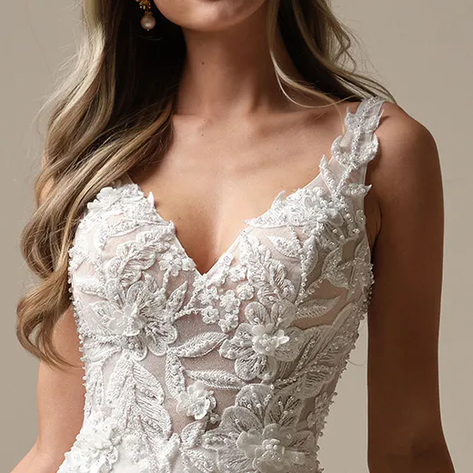 Maggie Sottero Magnolia lace A-line dress front view