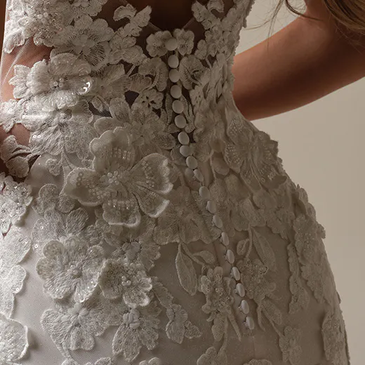 Reese back view floral lace mermaid wedding dress Maggie Sottero
