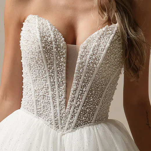 Maggie Sottero Tina Lane front view sequin pearl ballgown bridal dress