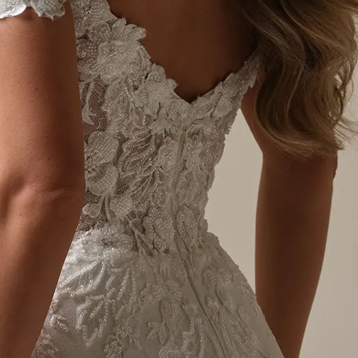 Rebecca Ingram Adeline back view showing intricate lace detail