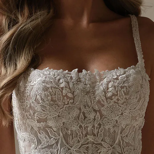 Maggie Sottero Avery lace bodice close-up