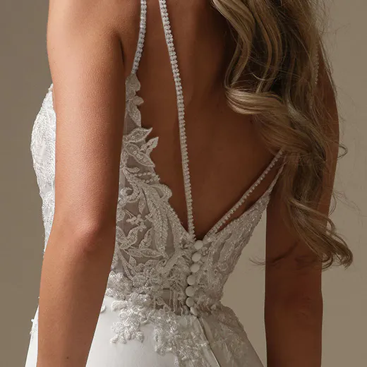 Maggie Sottero Avery backless lace A-line gown back view