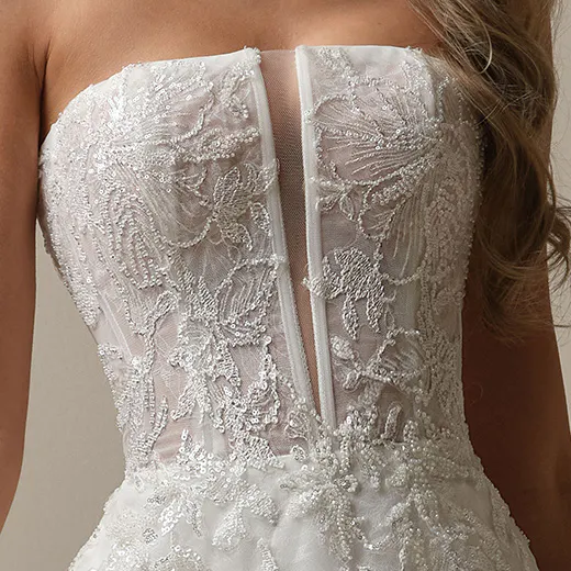 Maggie Sottero Billie floral lace bodice back view