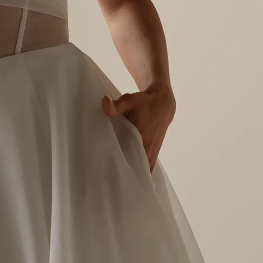 Sunny A-line dress detail with sheer bodice, Maggie Sottero.