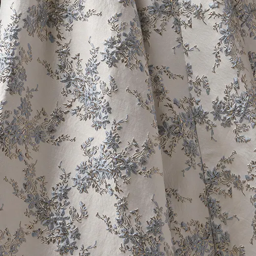 Aberdeen blue floral jacquard fabric detail Sottero and Midgley ball gown