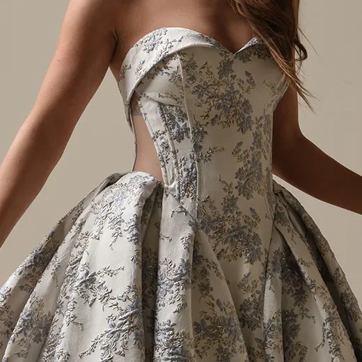 Sottero and Midgley Aberdeen front view floral jacquard ball gown strapless