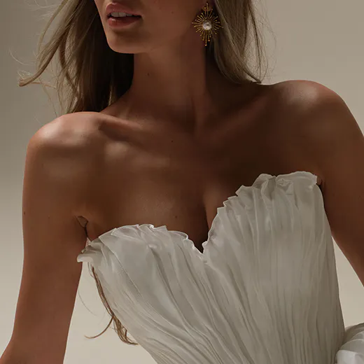 Maggie Sottero Lafayette ruched bodice, close-up front view