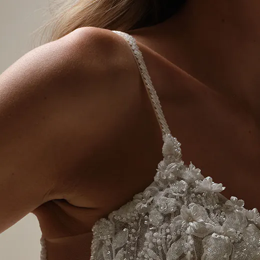 Sottero and Midgley Lina gown closeup with floral details.