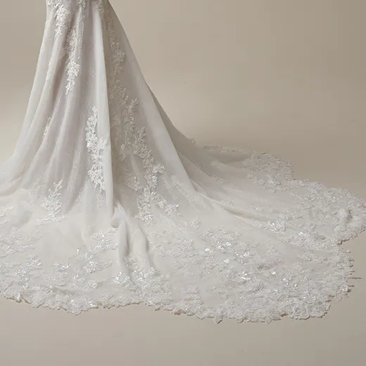 Sottero and Midgley Lina back view, mermaid gown with lace detail.