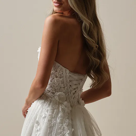 Maggie Sottero Logan lace-up A-line wedding dress back view