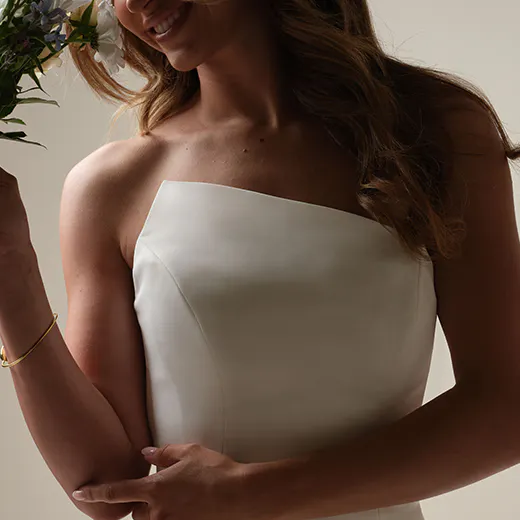 Sottero and Midgley Nesrine satin asymmetrical mermaid dress side view