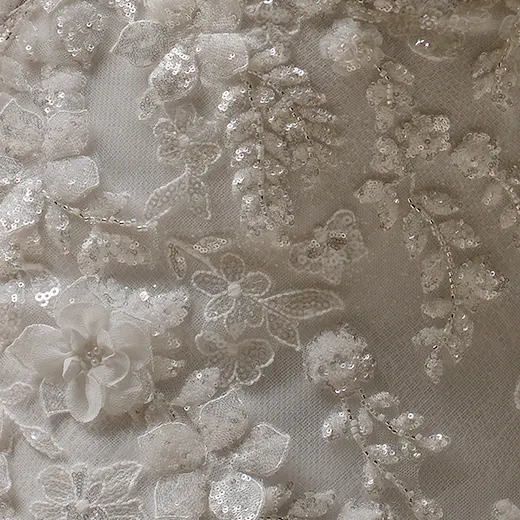 Sottero and Midgley Twilight lace and sequin detail on glitter tulle fabric