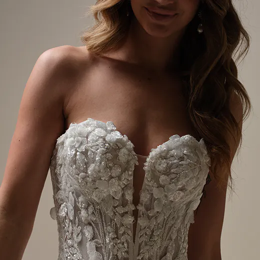 Sottero and Midgley Twilight front view, floral lace and tulle mermaid wedding dress