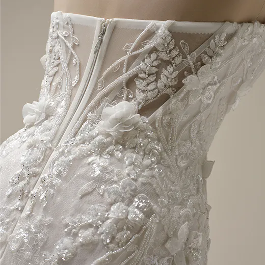 Twilight glitter tulle mermaid dress with floral embroidery by Sottero and Midgley back view