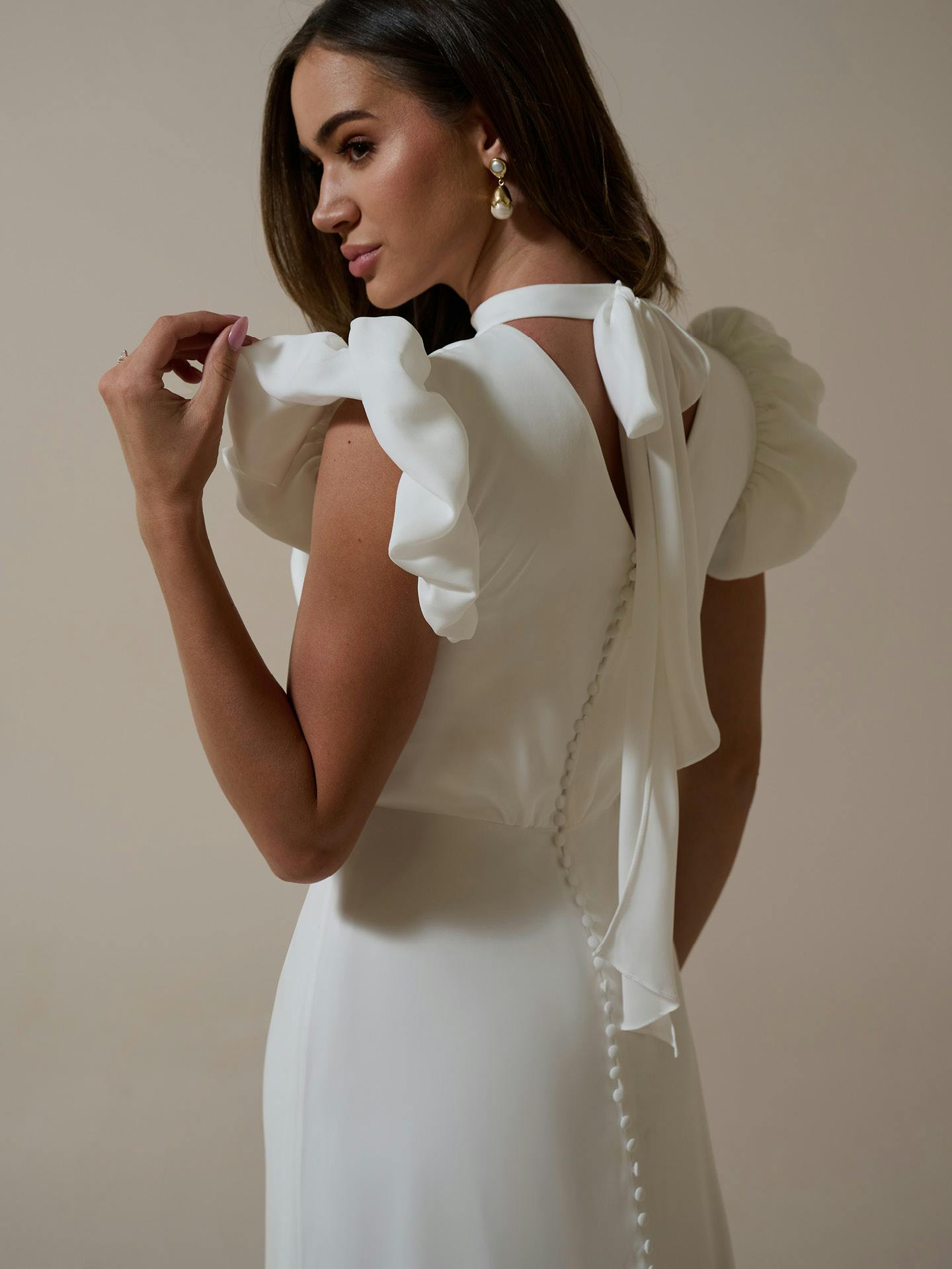 Payson Puff Sleeve Bow Sheath Wedding Gown | Maggie Sottero