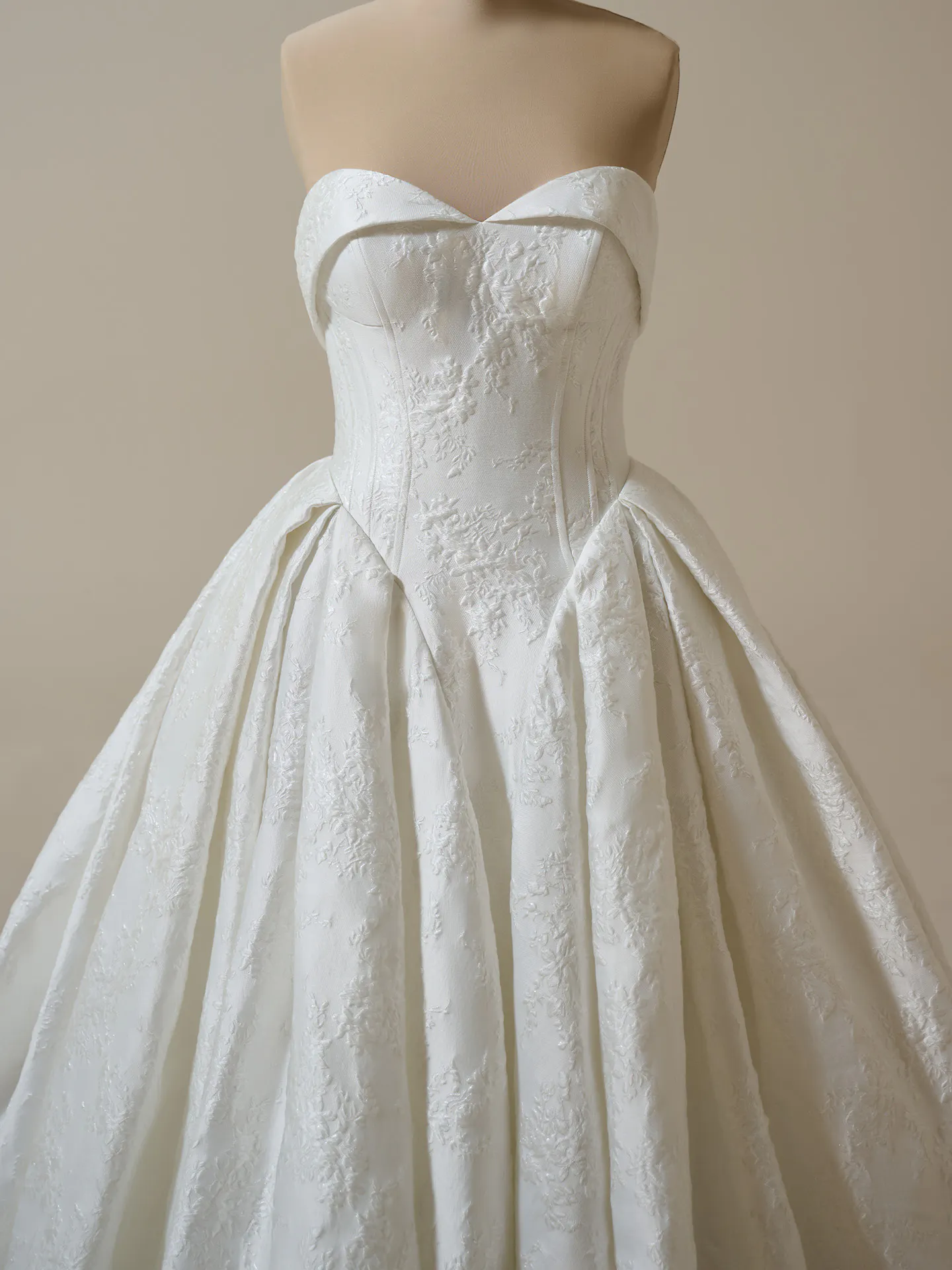Sottero and Midgley Aberdeen front view, floral jacquard ball gown wedding dress.