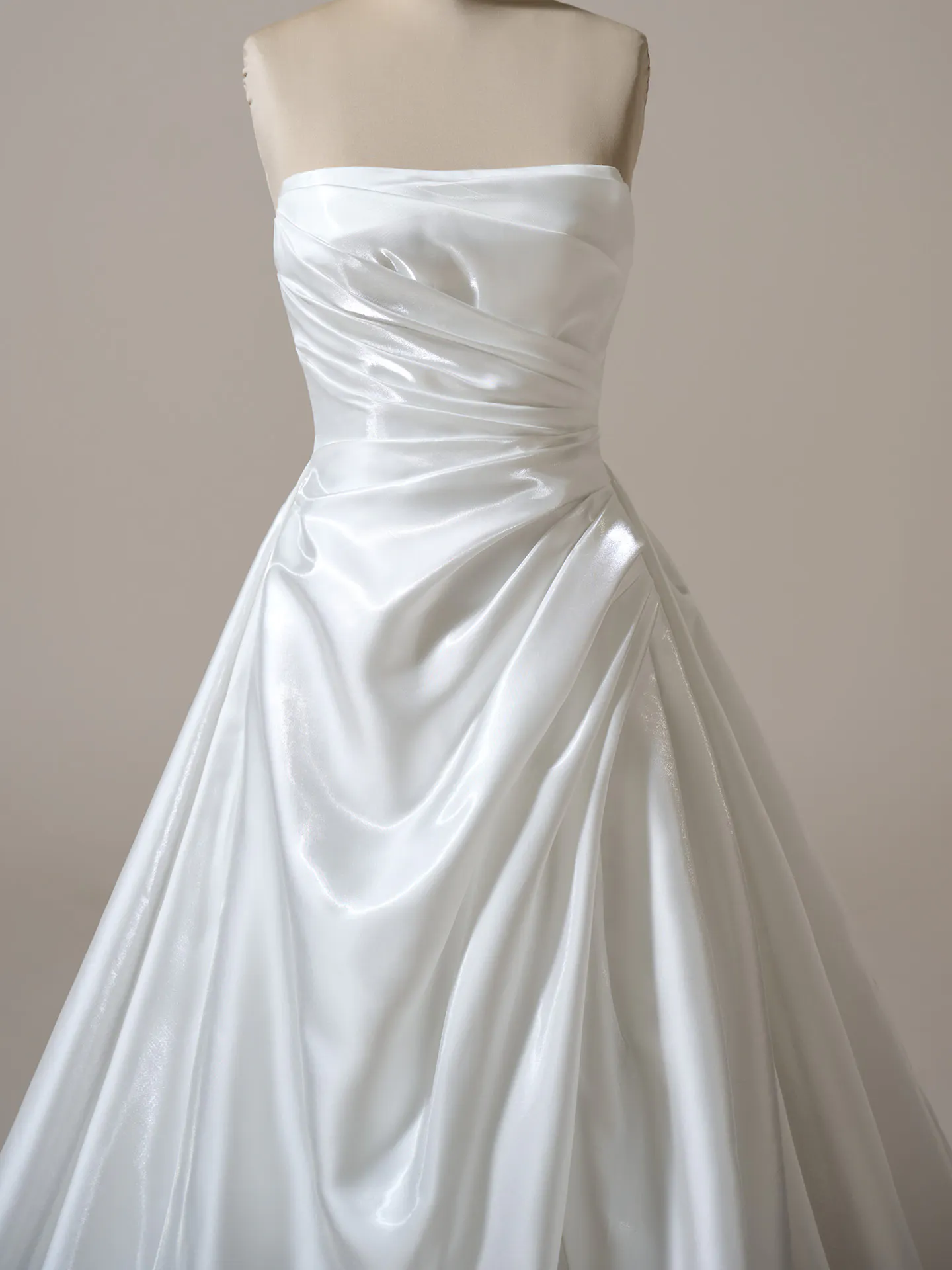 Sottero and Midgley Mirabella front view white asymmetrical pleated A-line gown