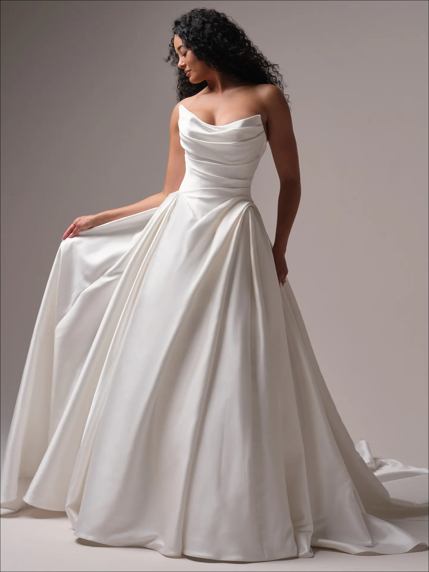 Maggie Sottero Antoinette front view elegant ballgown with draped bodice