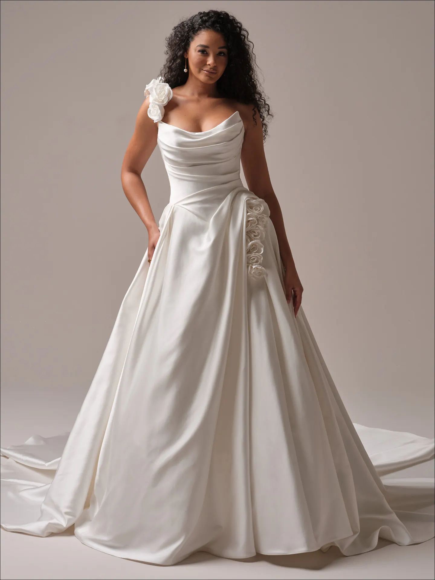 Maggie Sottero Antoinette front view ballgown with floral details