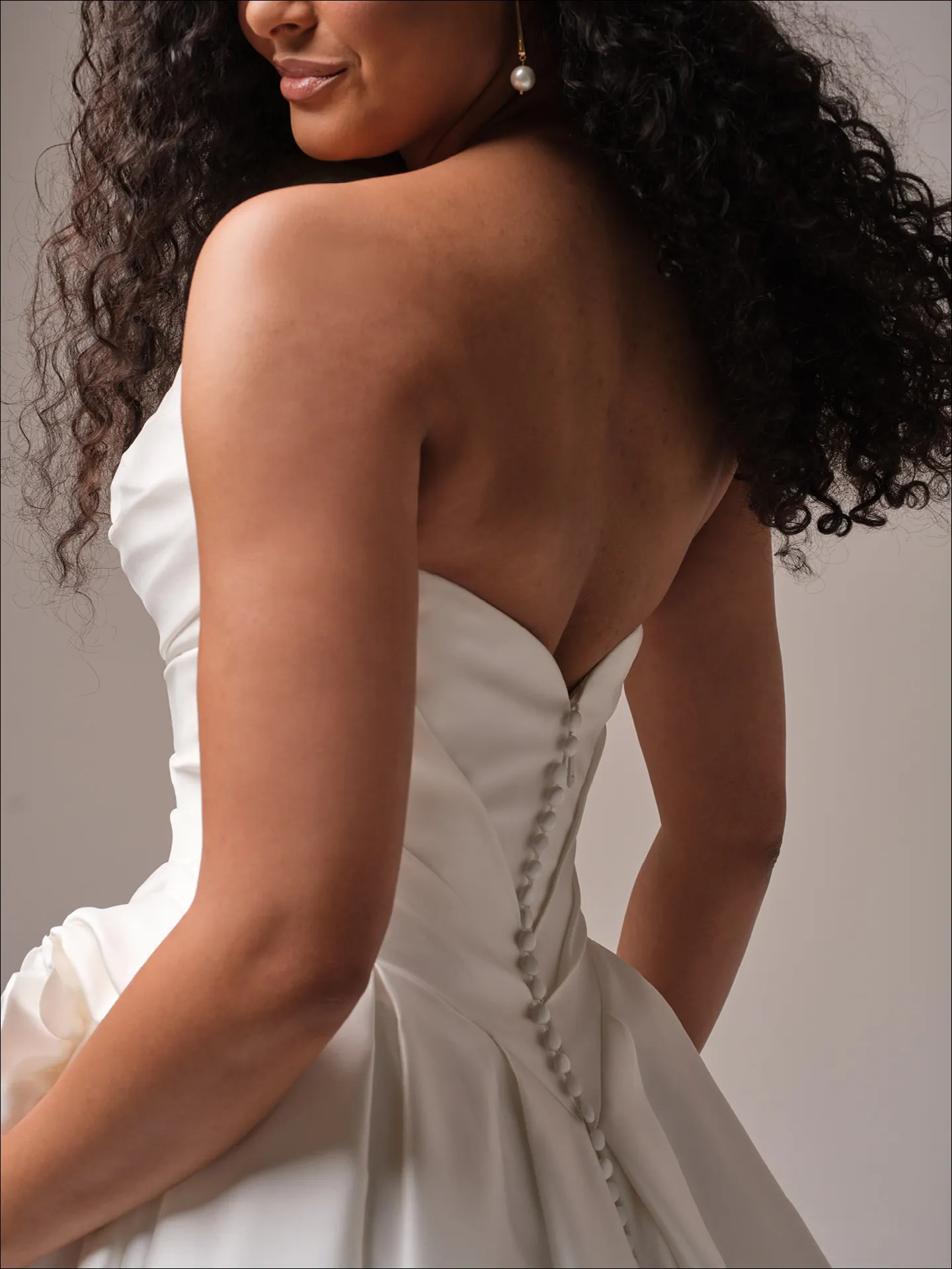 Maggie Sottero Antoinette back view ballgown with buttons and strapless design